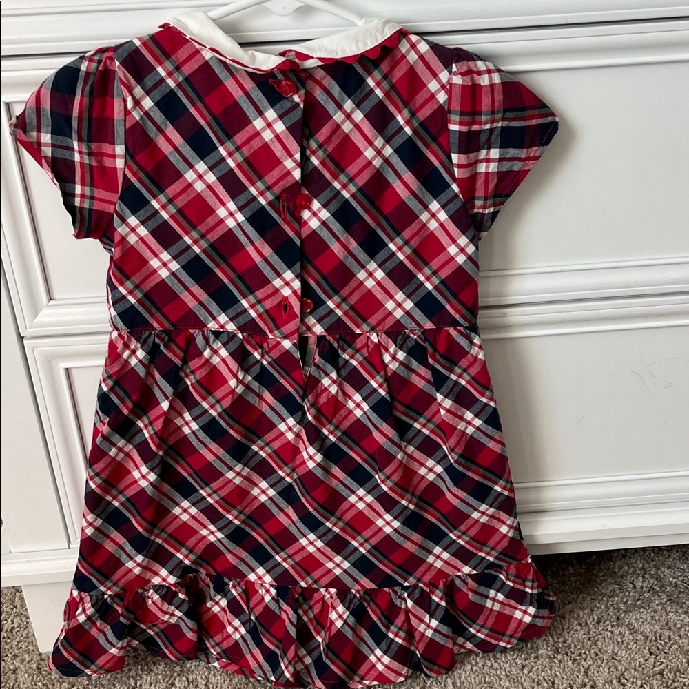 Gymboree Red and Blue Plaid Dress with Apple Detail - Picture 3 of 5